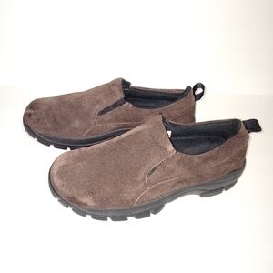 Land's End Men's Brown Suede Loafers hiking trail/walking shoes size 9HB
